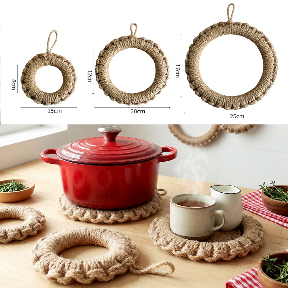 Dosa Pan Iron - 2Pcs Alas Panci Anyaman Jute Rustic