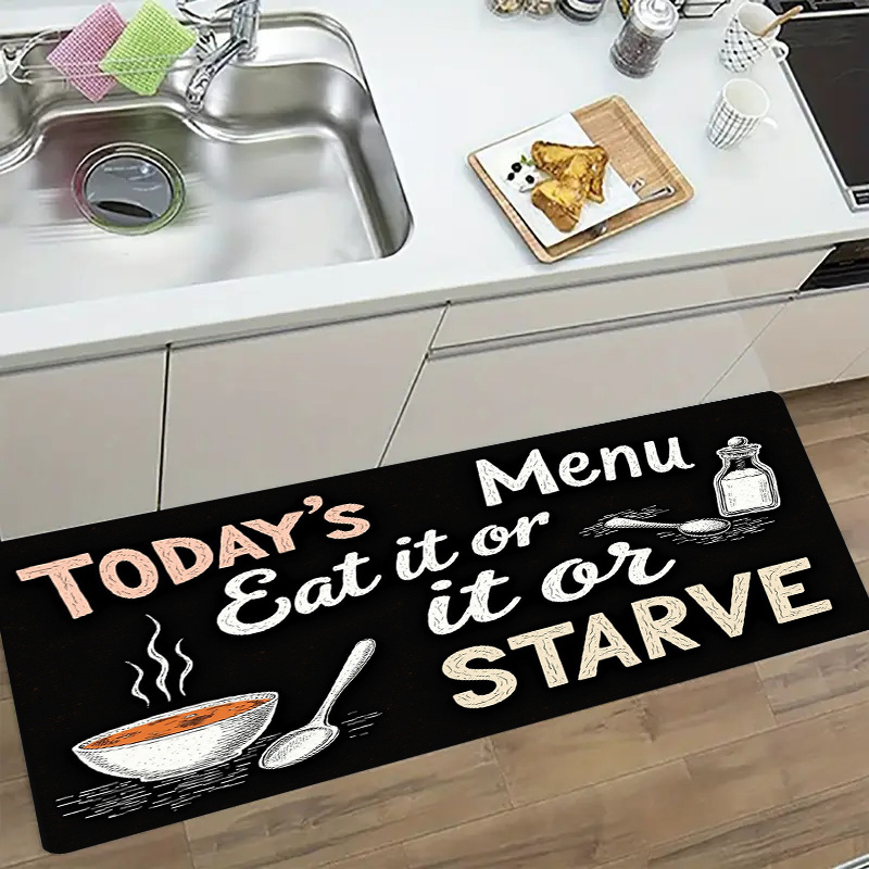 Home Cooking Menu - Karpet Dapur Anti-Selip Motif Papan Tulis